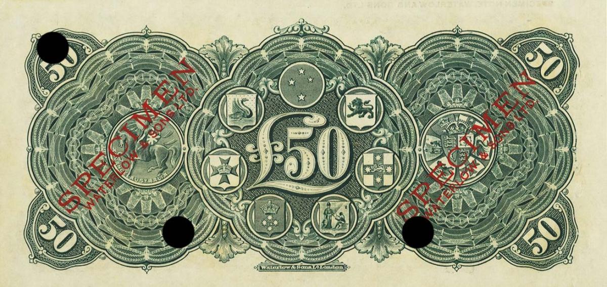 Back of New Zealand pS376ct: 50 Pounds from 1923