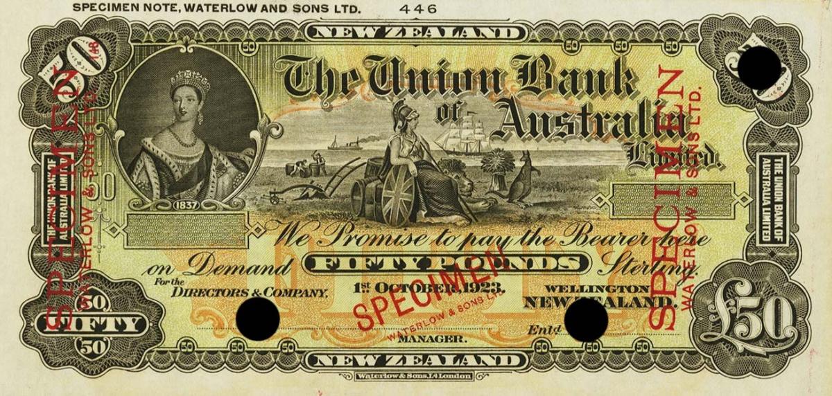 Front of New Zealand pS376ct: 50 Pounds from 1923