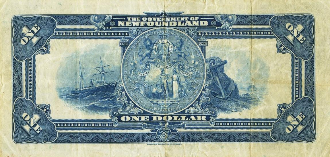 Back of Newfoundland pA14b: 1 Dollar from 1920