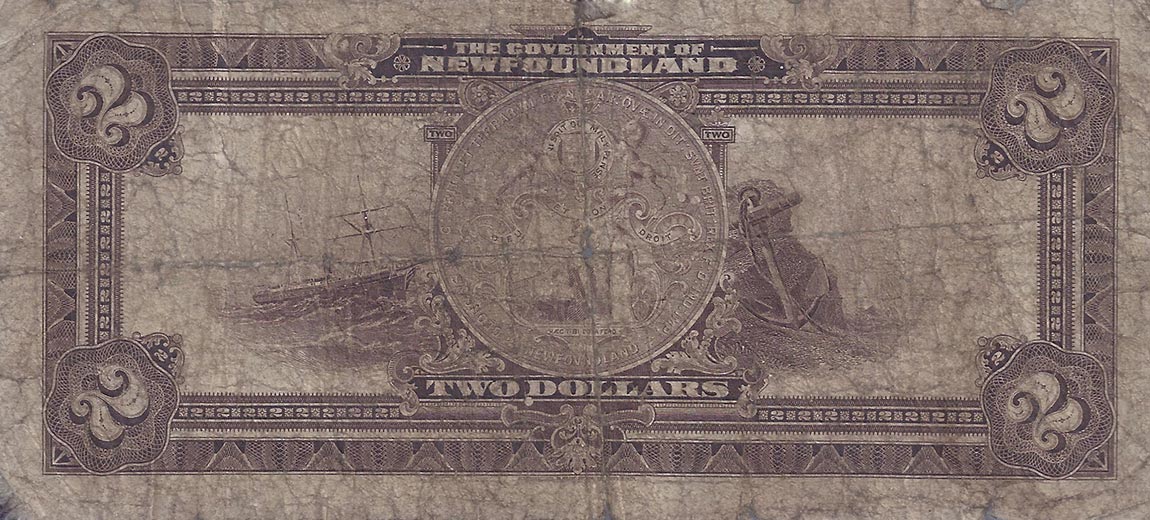 Back of Newfoundland pA15b: 2 Dollars from 1920