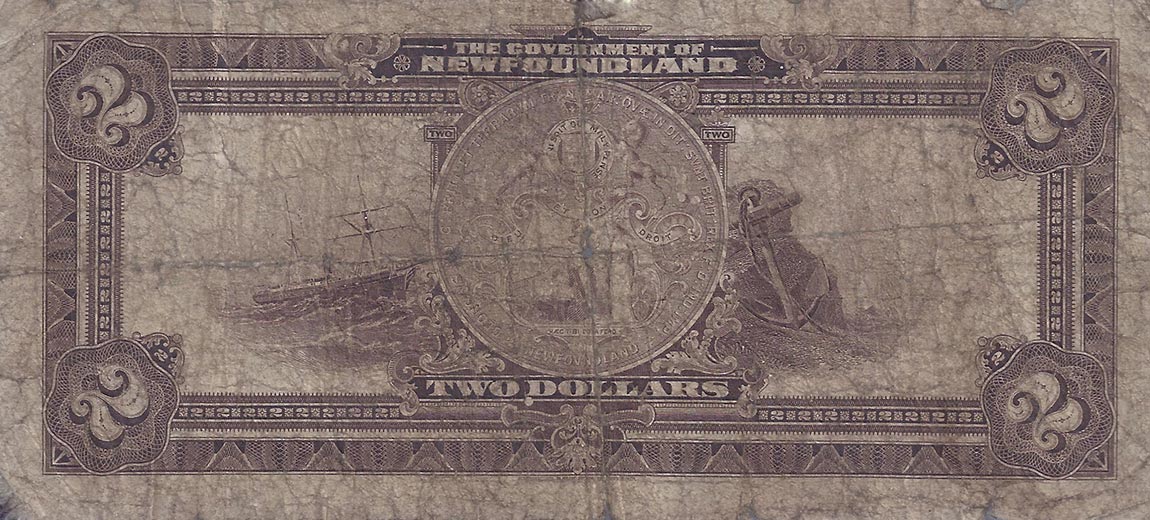 Back of Newfoundland pA15b: 2 Dollars from 1920
