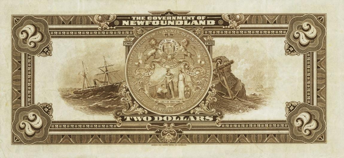 Back of Newfoundland pA15d: 2 Dollars from 1920
