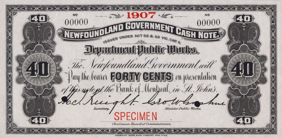 Front of Newfoundland pA4s: 40 Cents from 1901