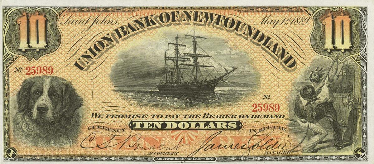 Front of Newfoundland pS126a: 10 Dollars from 1889