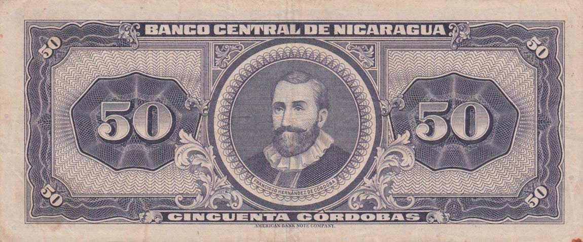 Back of Nicaragua p111a: 50 Cordobas from 1962