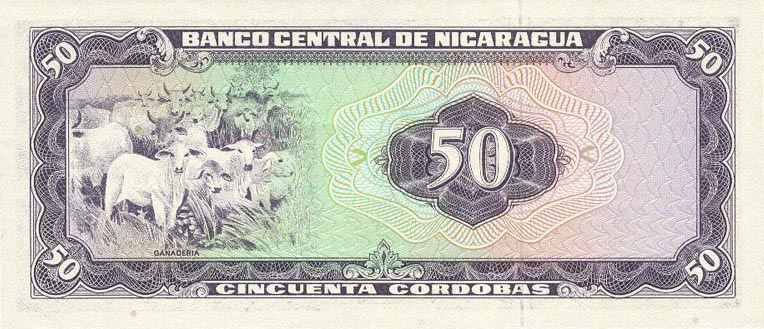 Back of Nicaragua p130a: 50 Cordobas from 1978