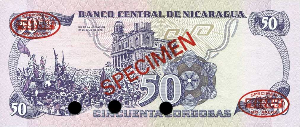 Back of Nicaragua p136s: 50 Cordobas from 1979