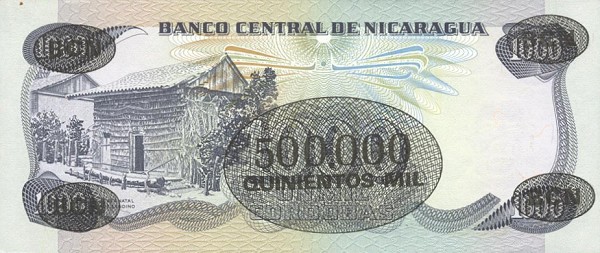 Back of Nicaragua p150: 500000 Cordobas from 1987