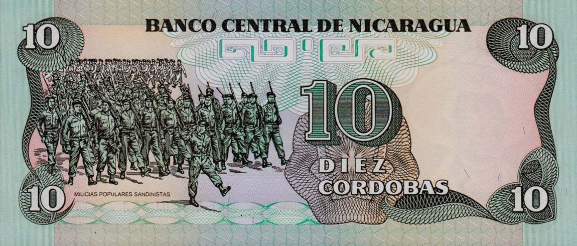 Back of Nicaragua p151a: 10 Cordobas from 1985
