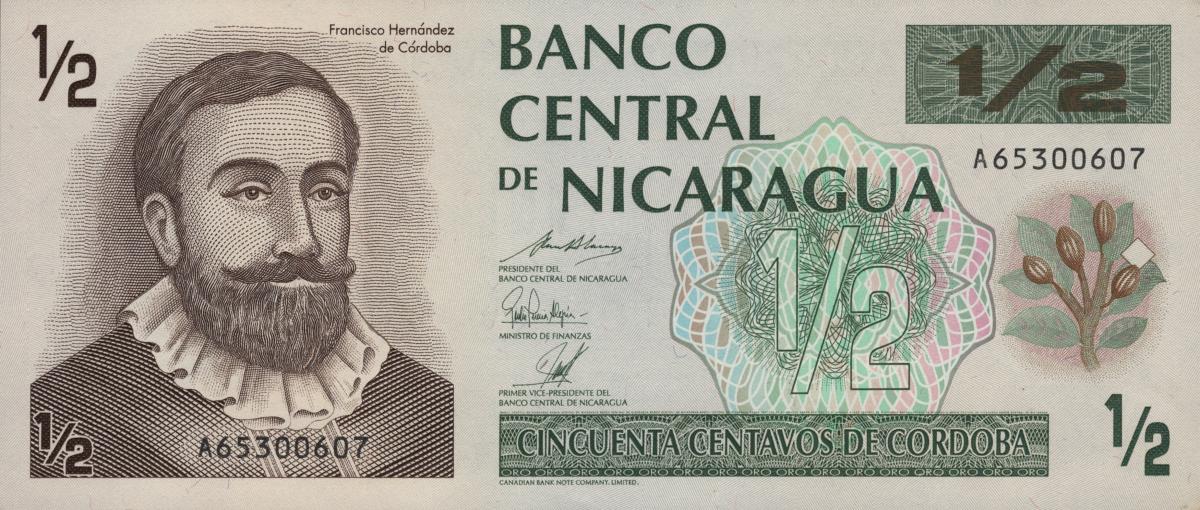 Front of Nicaragua p172: 0.5 Cordoba from 1992