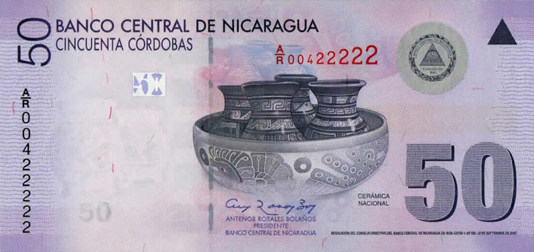 Front of Nicaragua p203r: 50 Cordobas from 2007