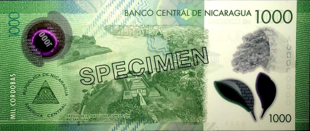 Back of Nicaragua p215s: 1000 Cordobas from 2017