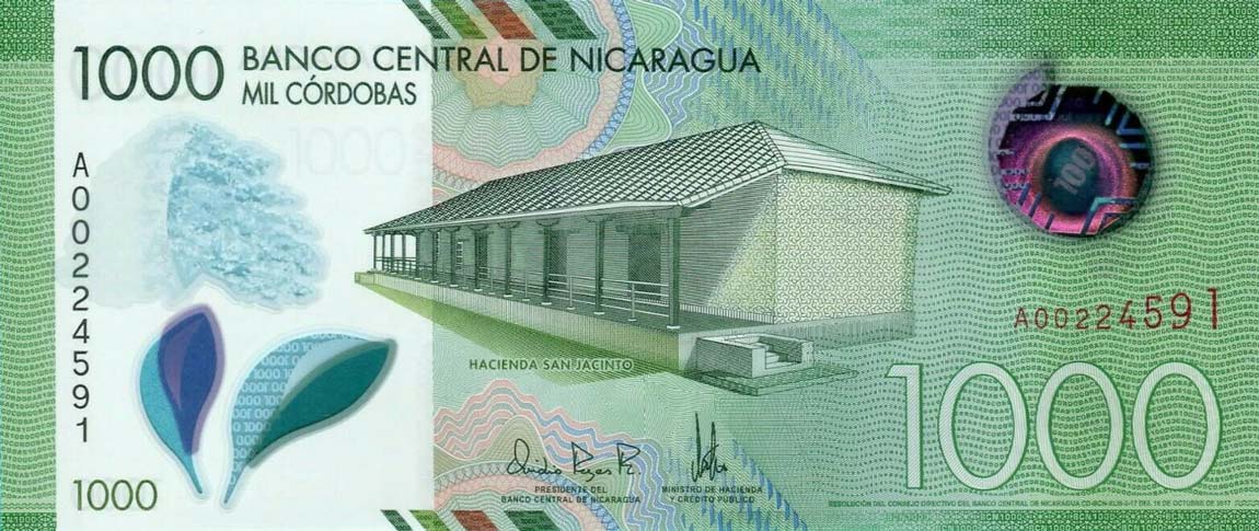 Front of Nicaragua p218: 1000 Cordobas from 2017