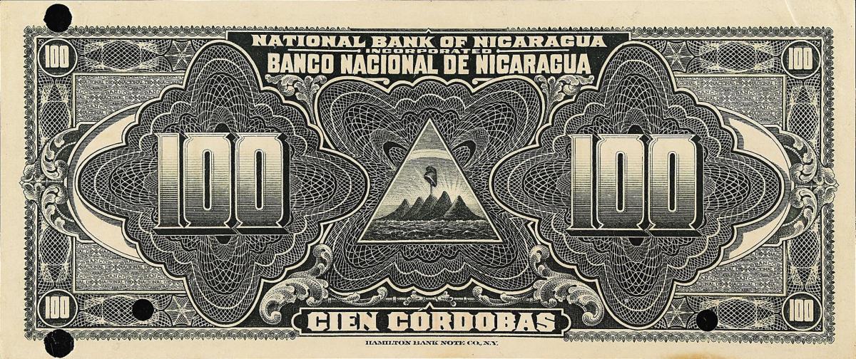 Back of Nicaragua p61s: 100 Cordobas from 1912