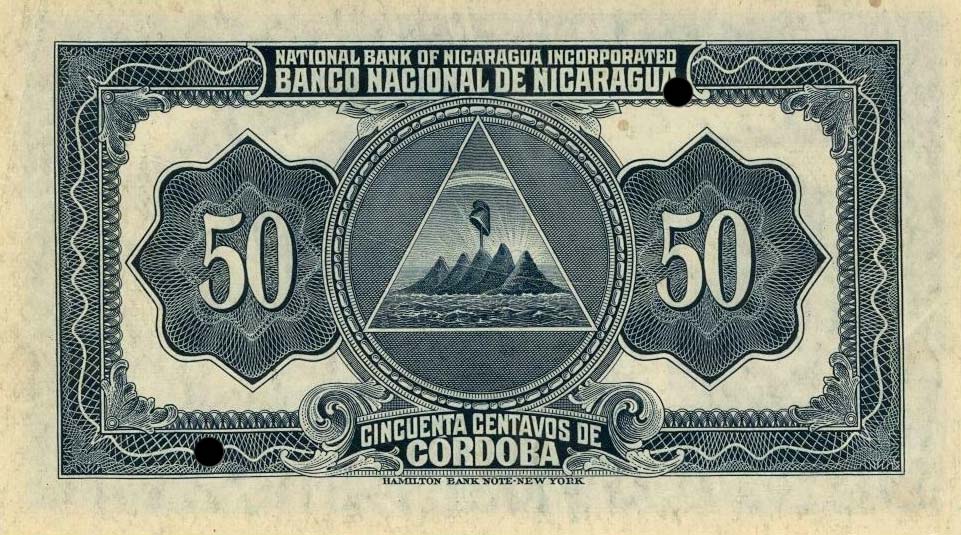 Back of Nicaragua p81s: 50 Centavos from 1938