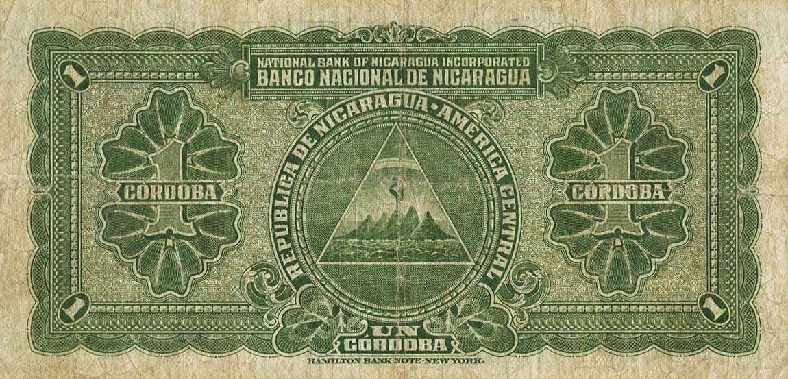 Back of Nicaragua p82: 1 Cordoba from 1935