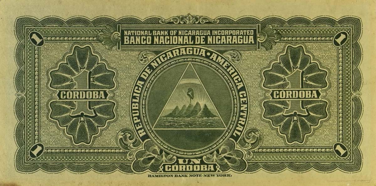 Back of Nicaragua p82b: 1 Cordoba from 1938