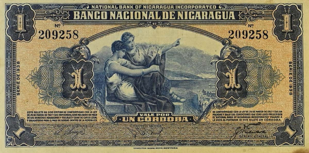 Front of Nicaragua p82b: 1 Cordoba from 1938