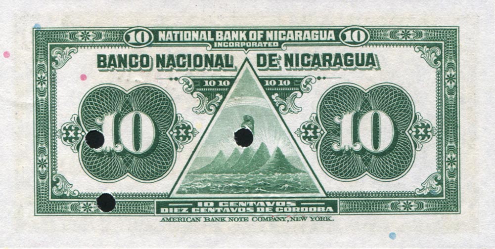 Back of Nicaragua p85s: 10 Centavos from 1937