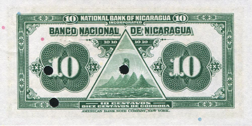 Back of Nicaragua p85s: 10 Centavos from 1937