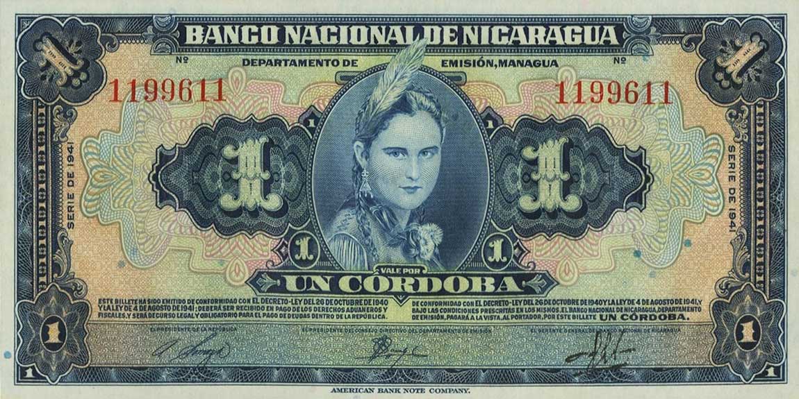 Front of Nicaragua p90a: 1 Cordoba from 1941