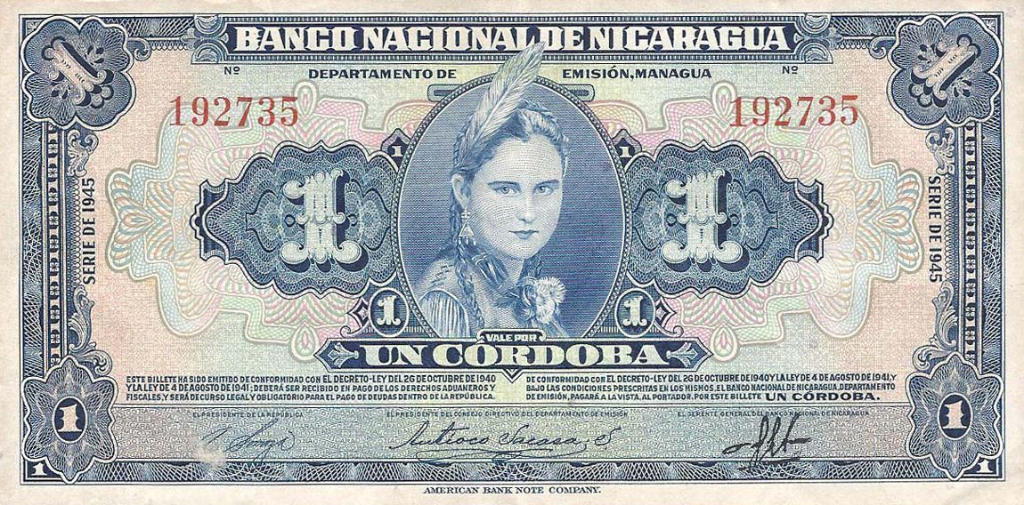 Front of Nicaragua p90b: 1 Cordoba from 1942