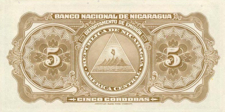 Back of Nicaragua p93c: 5 Cordobas from 1951