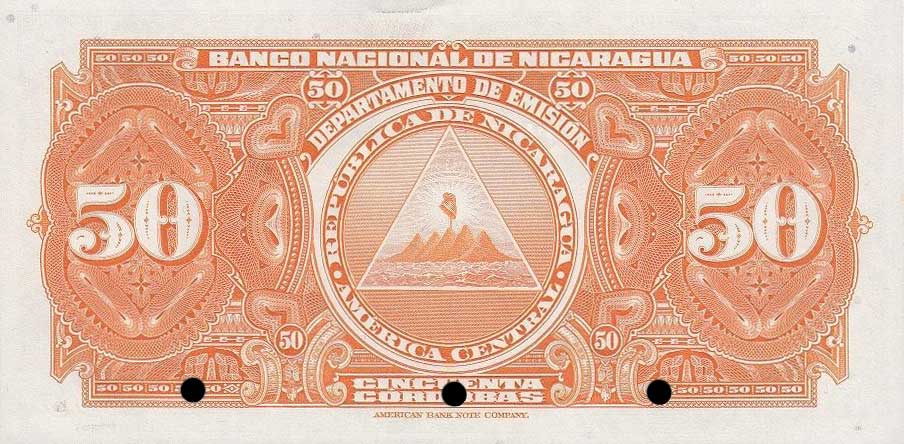 Back of Nicaragua p96s2: 50 Cordobas from 1945
