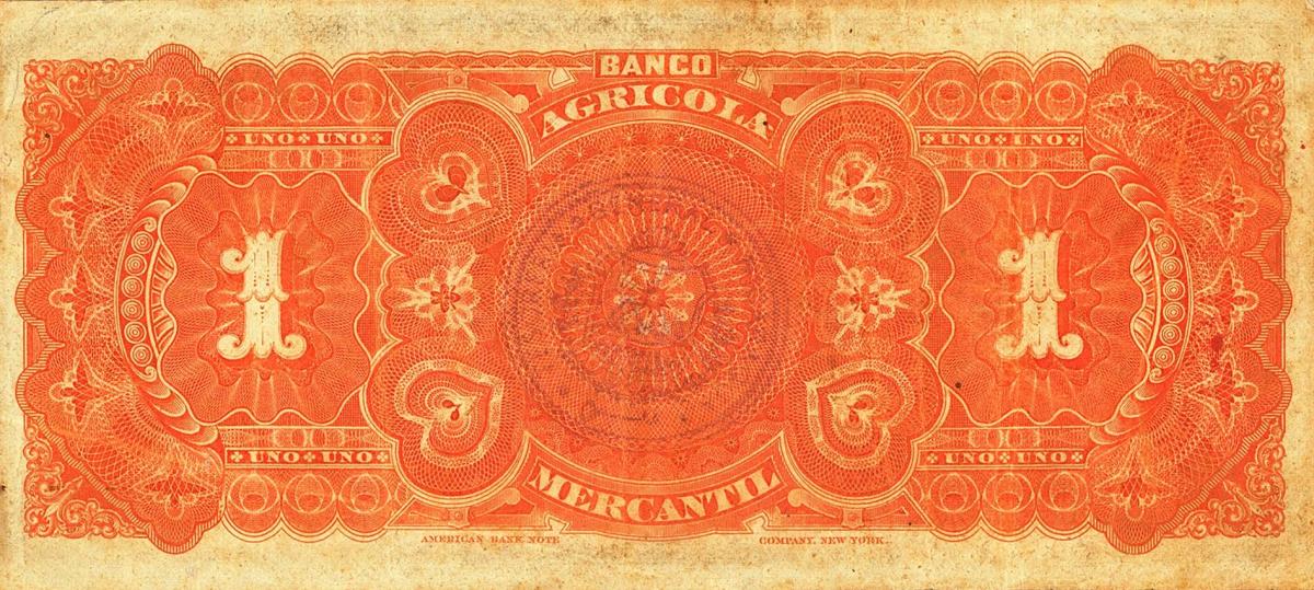 Back of Nicaragua pS107r: 1 Peso from 1888