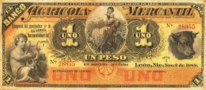 pS107r from Nicaragua: 1 Peso from 1888
