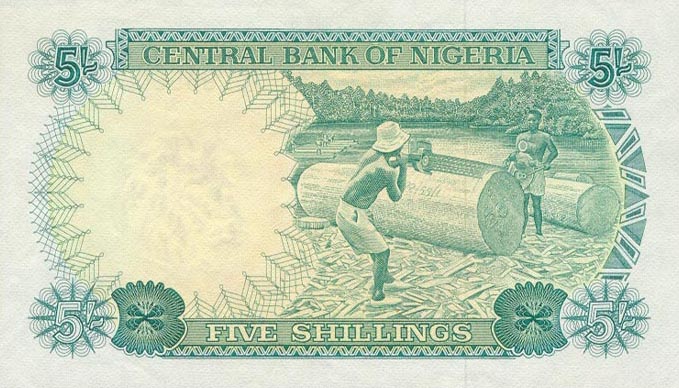Back of Nigeria p10a: 5 Shillings from 1968