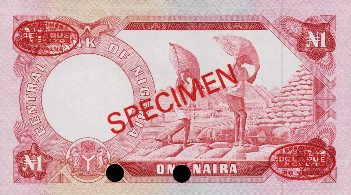 Back of Nigeria p15s: 1 Naira from 1973