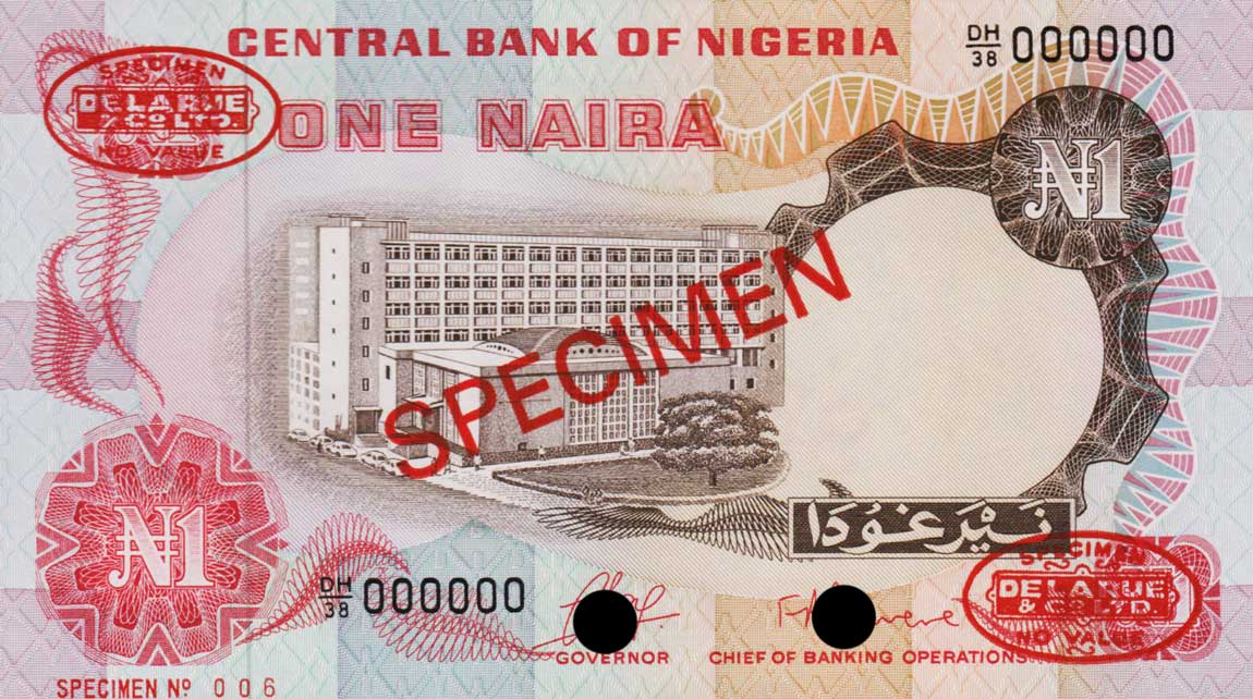 Front of Nigeria p15s: 1 Naira from 1973