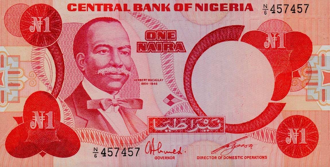 Front of Nigeria p19c: 1 Naira from 1979