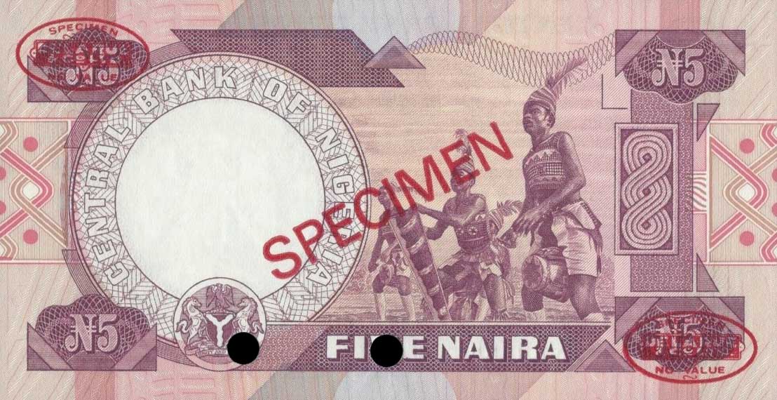 Back of Nigeria p24s: 5 Naira from 1984
