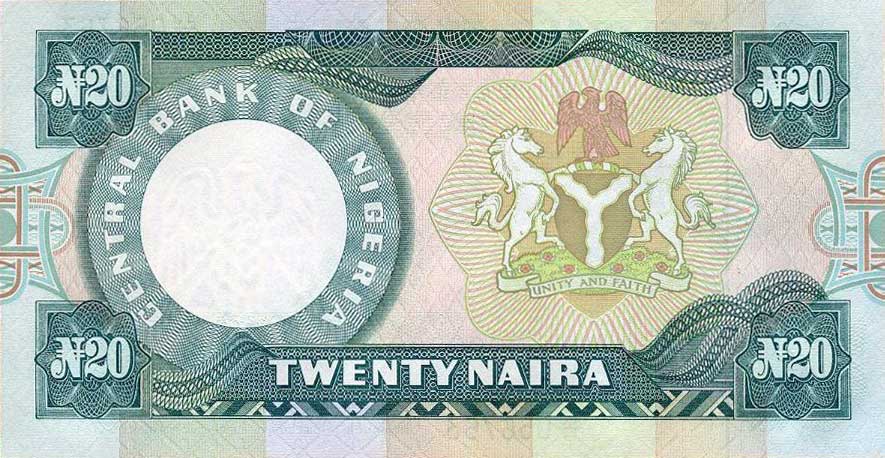Back of Nigeria p26i: 20 Naira from 2005