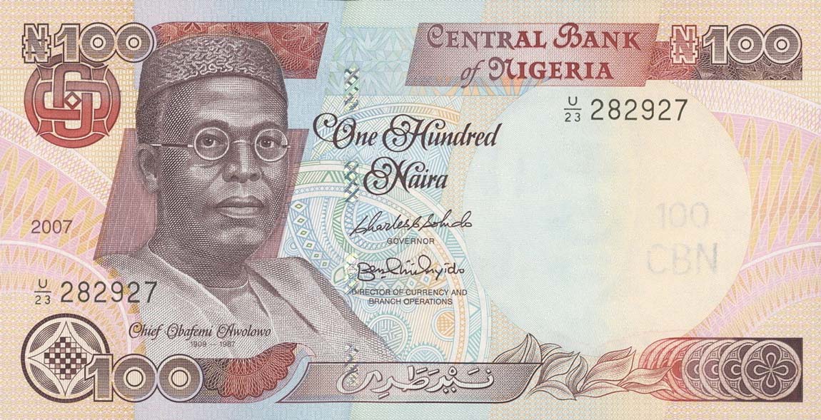 Front of Nigeria p28h1: 100 Naira from 2007