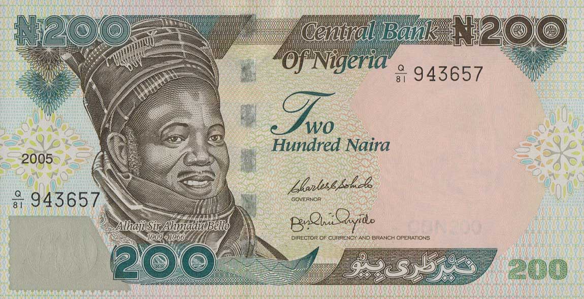 Front of Nigeria p29d: 200 Naira from 2005
