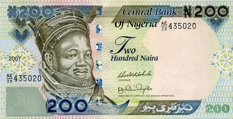 Front of Nigeria p29f: 200 Naira from 2007