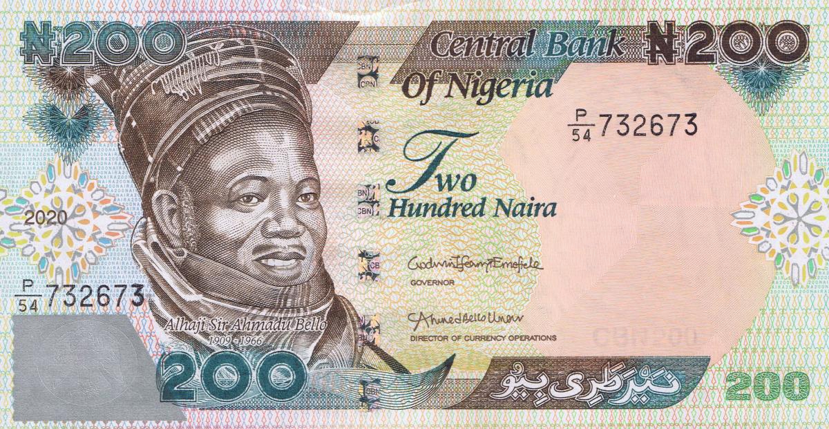 Front of Nigeria p29t: 200 Naira from 2020
