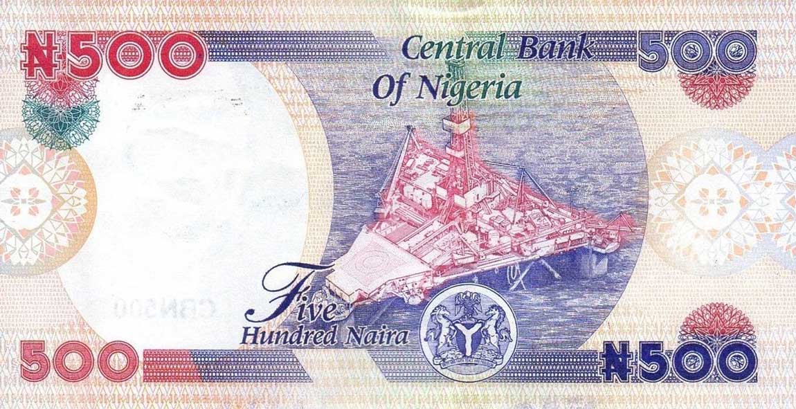 Back of Nigeria p30n: 500 Naira from 2015