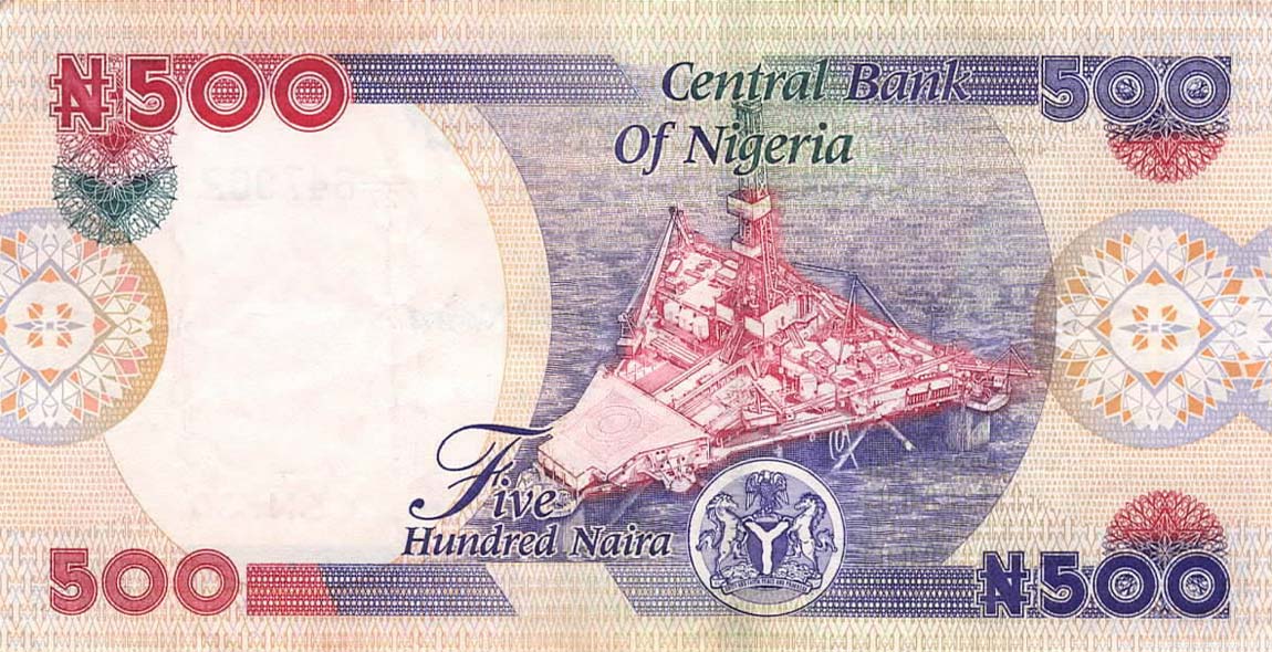 Back of Nigeria p30p: 500 Naira from 2017