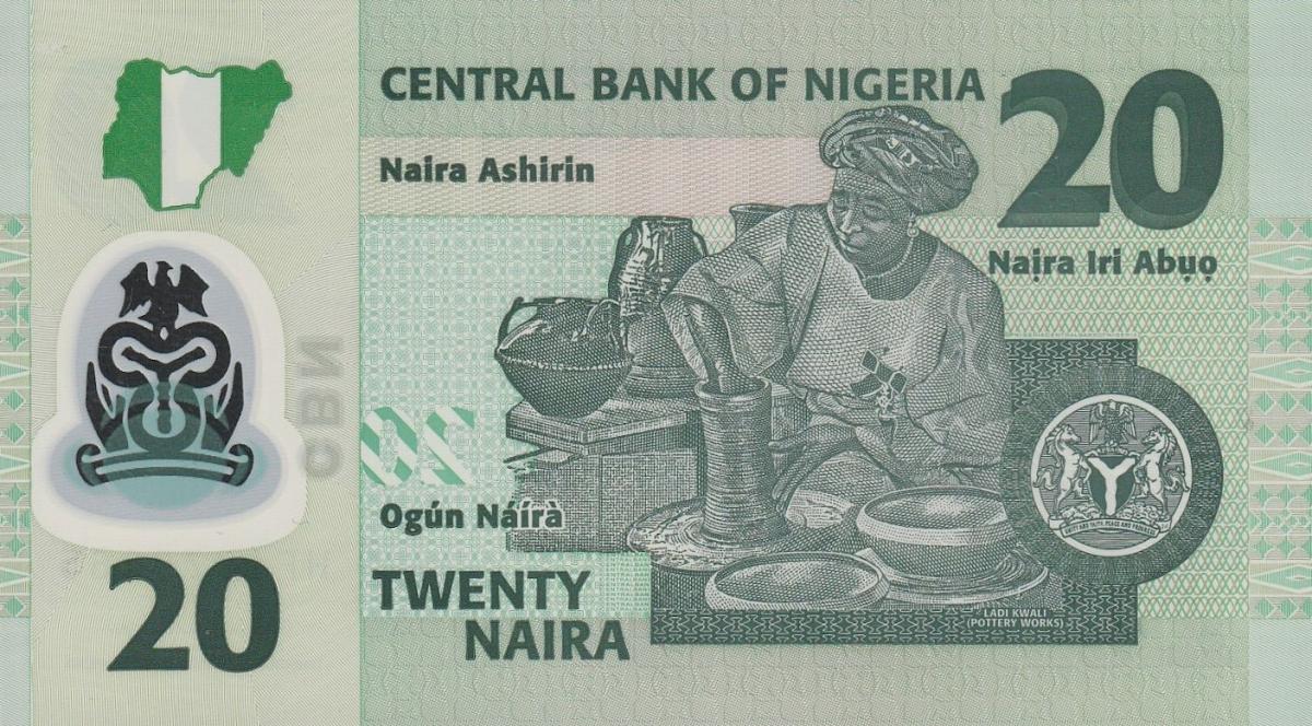 Back of Nigeria p34o: 20 Naira from 2019
