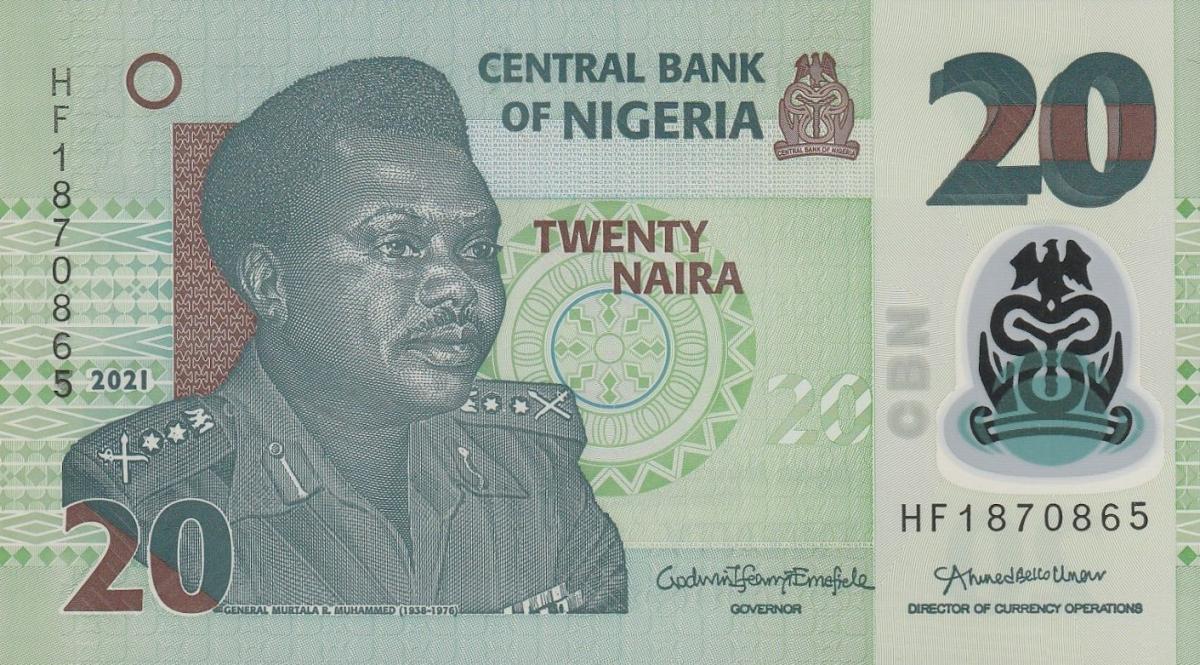 Front of Nigeria p34o: 20 Naira from 2019