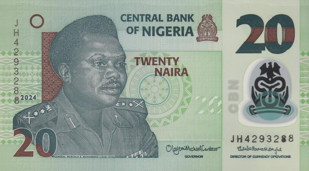 Front of Nigeria p34t: 20 Naira from 2024
