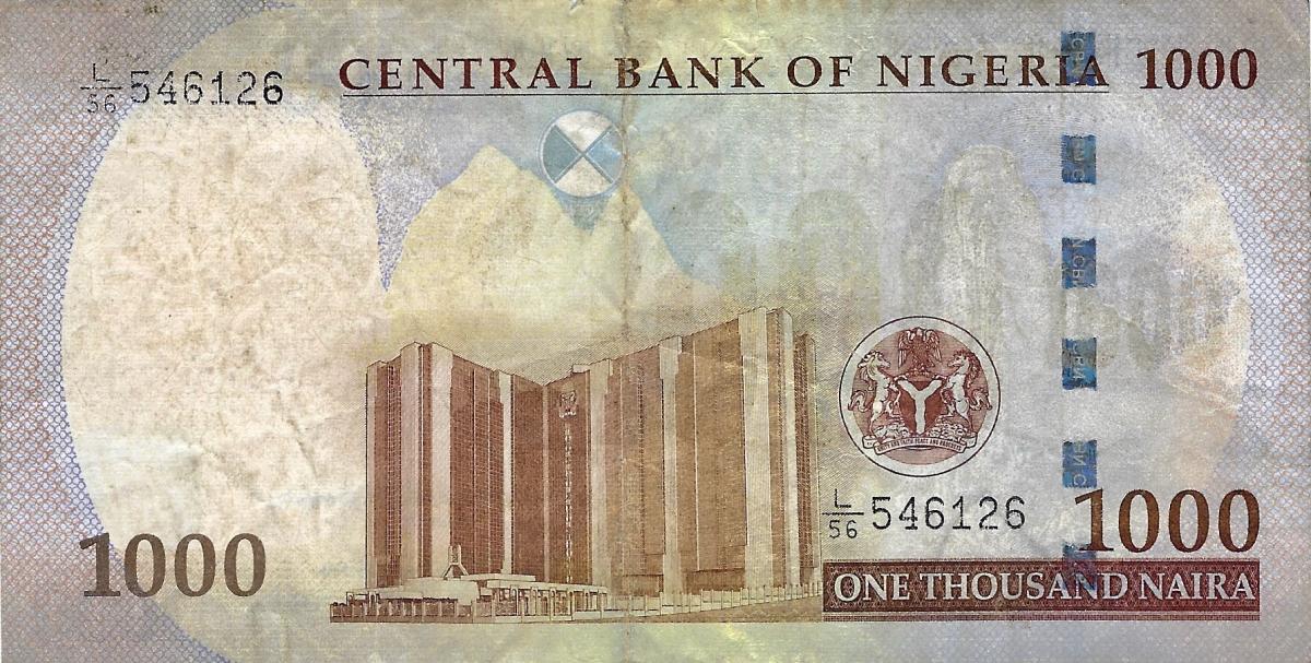 Back of Nigeria p36m: 1000 Naira from 2015