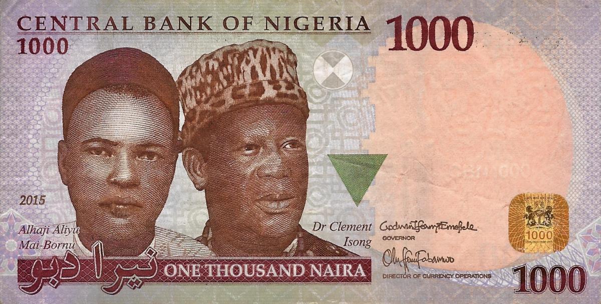 Front of Nigeria p36m: 1000 Naira from 2015