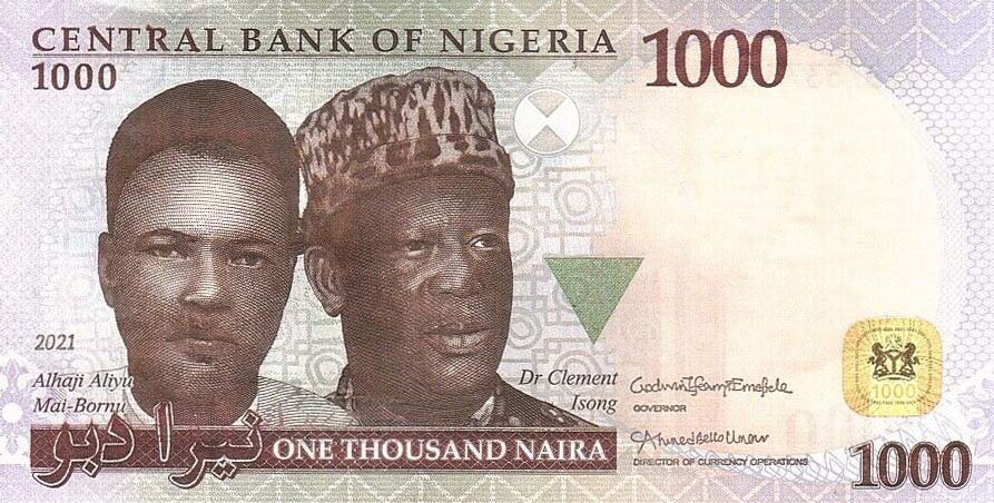 Front of Nigeria p36s: 1000 Naira from 2021