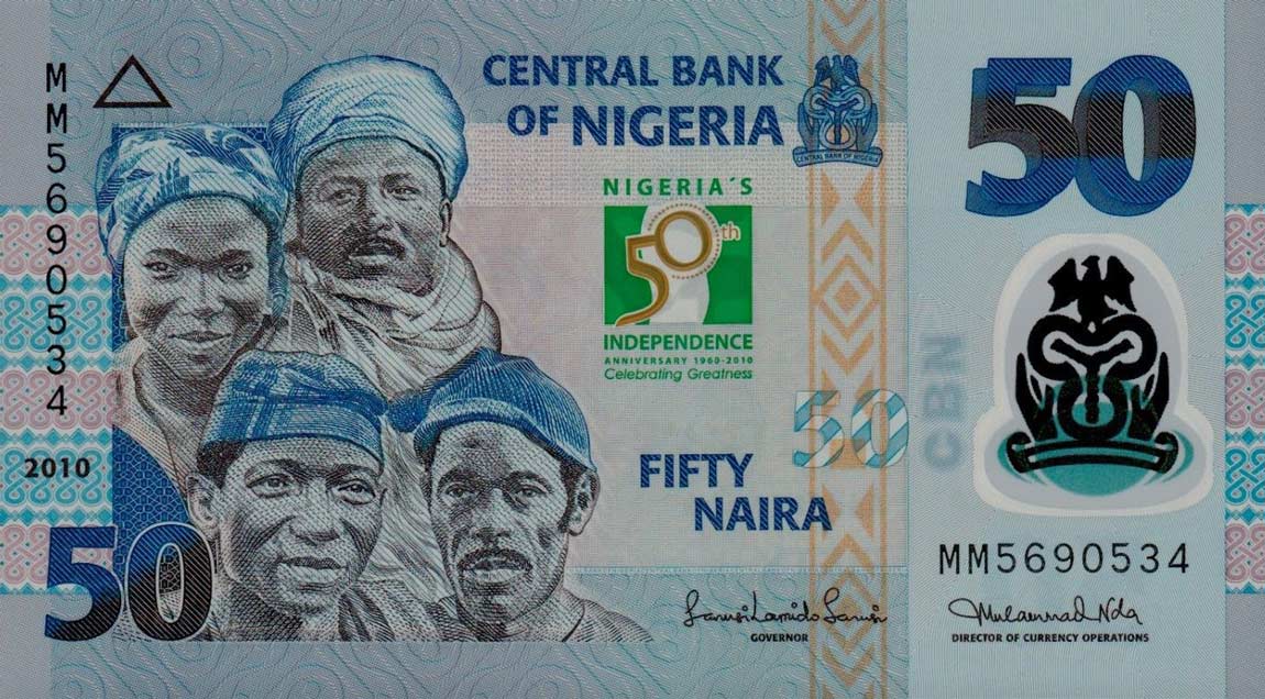 Front of Nigeria p37: 50 Naira from 2010