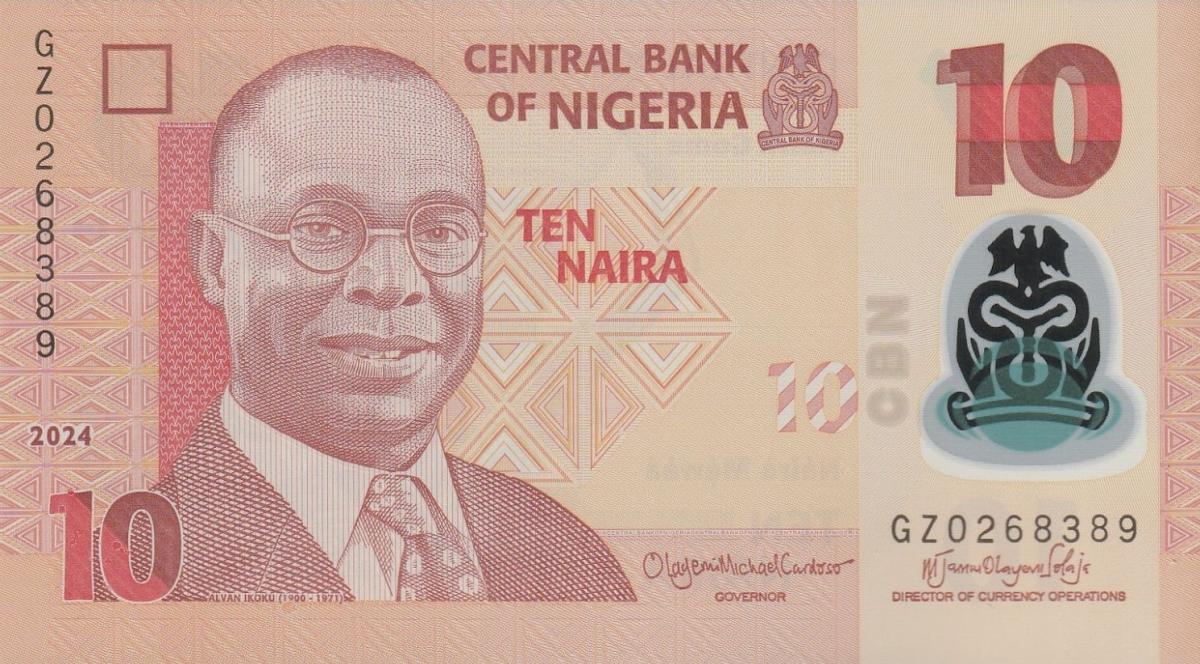 Front of Nigeria p39o: 10 Naira from 2024